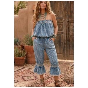 Oli & Hali Blue Strapless Ruffle Hem 2 Piece Bloomer Set